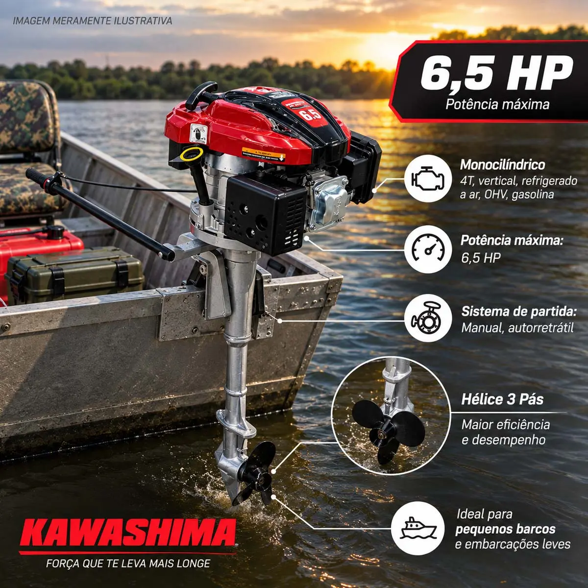 Rabeta Vertical com Motor a Gasolina 6,5 cv Kawashima
