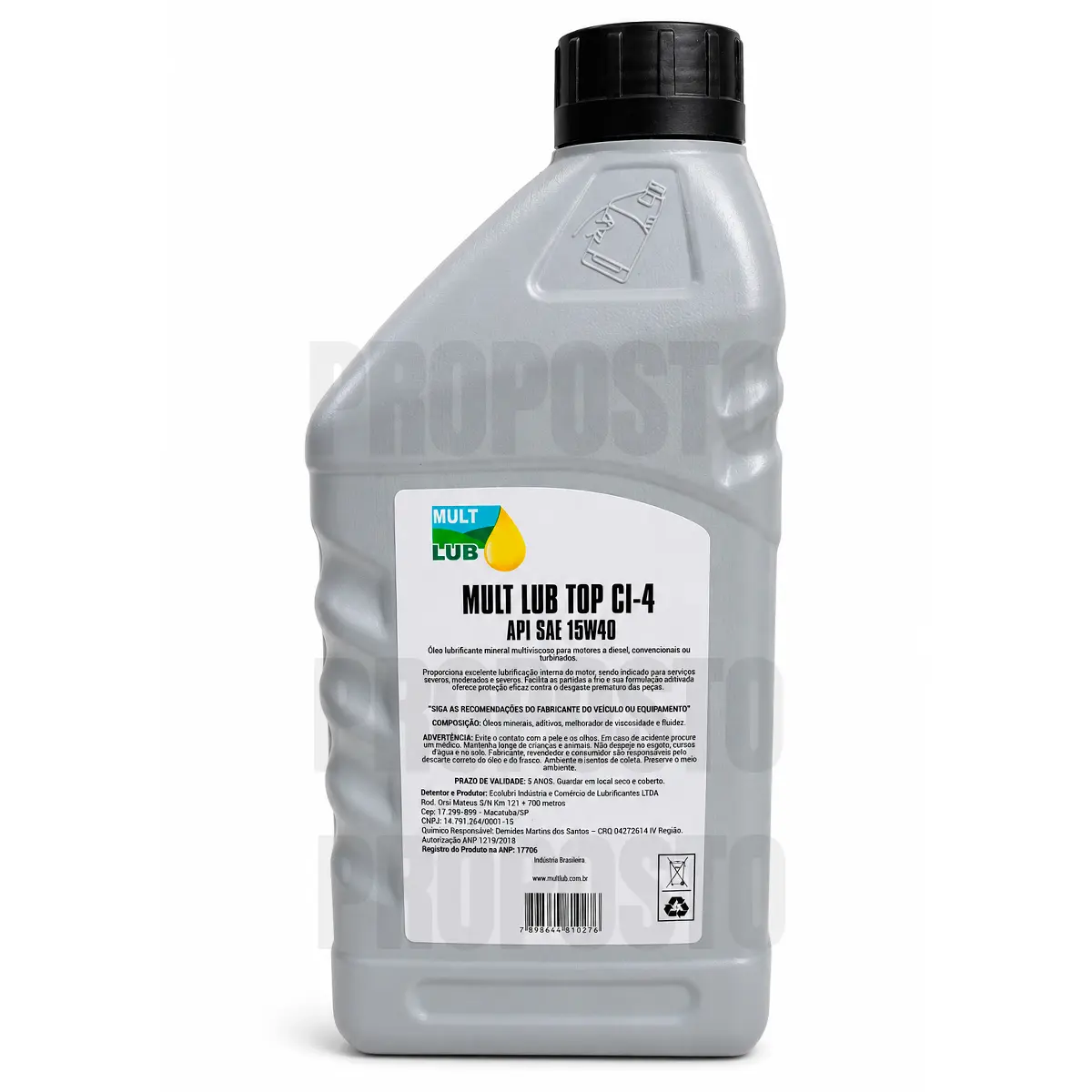 Óleo Lubrificante 15W40 Mult Lub Top Diesel 1 L Ecolubri