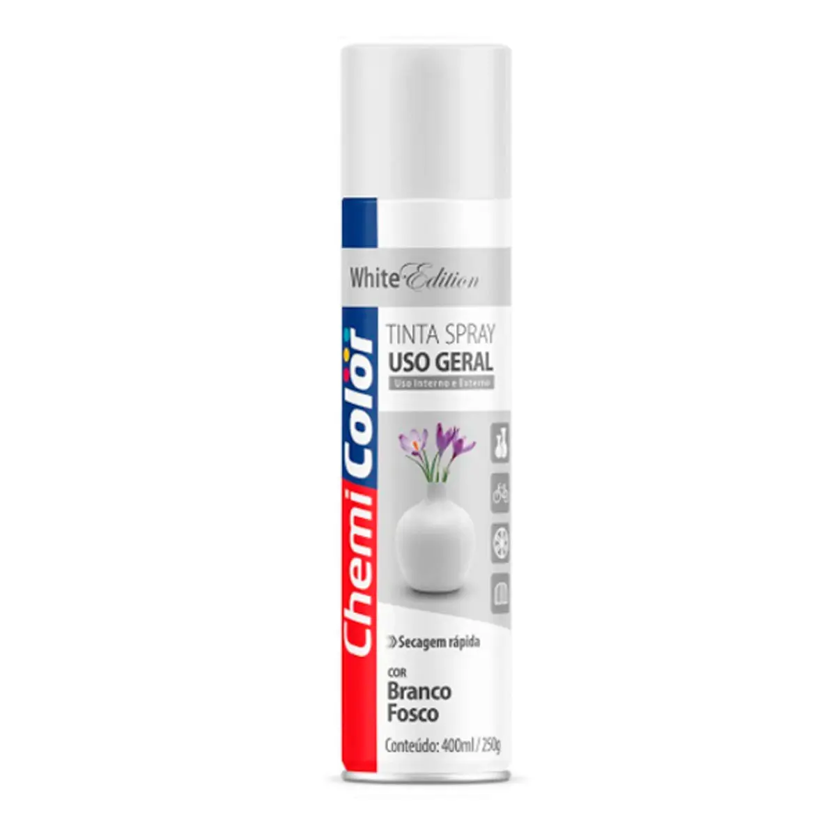 Tinta Spray Uso Geral Chemicolor 400 ml Branco Fosco