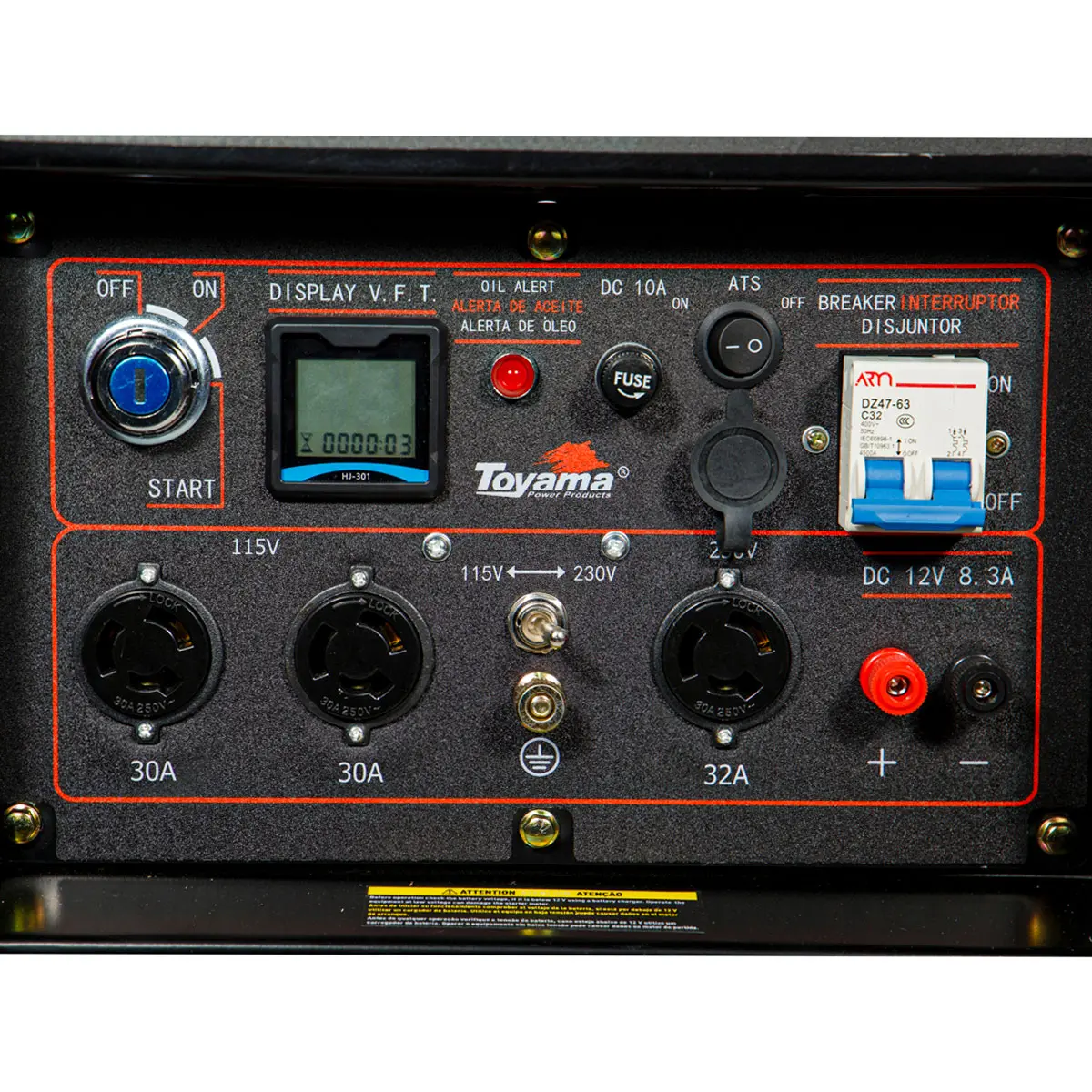 Gerador de Energia a Diesel 7000 W 7 KVA Toyama Mono 115/230V TDG8500ExP