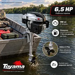 Rabeta Vertical com Motor a Gasolina Toyama 6,5 cv TE65V1-HF