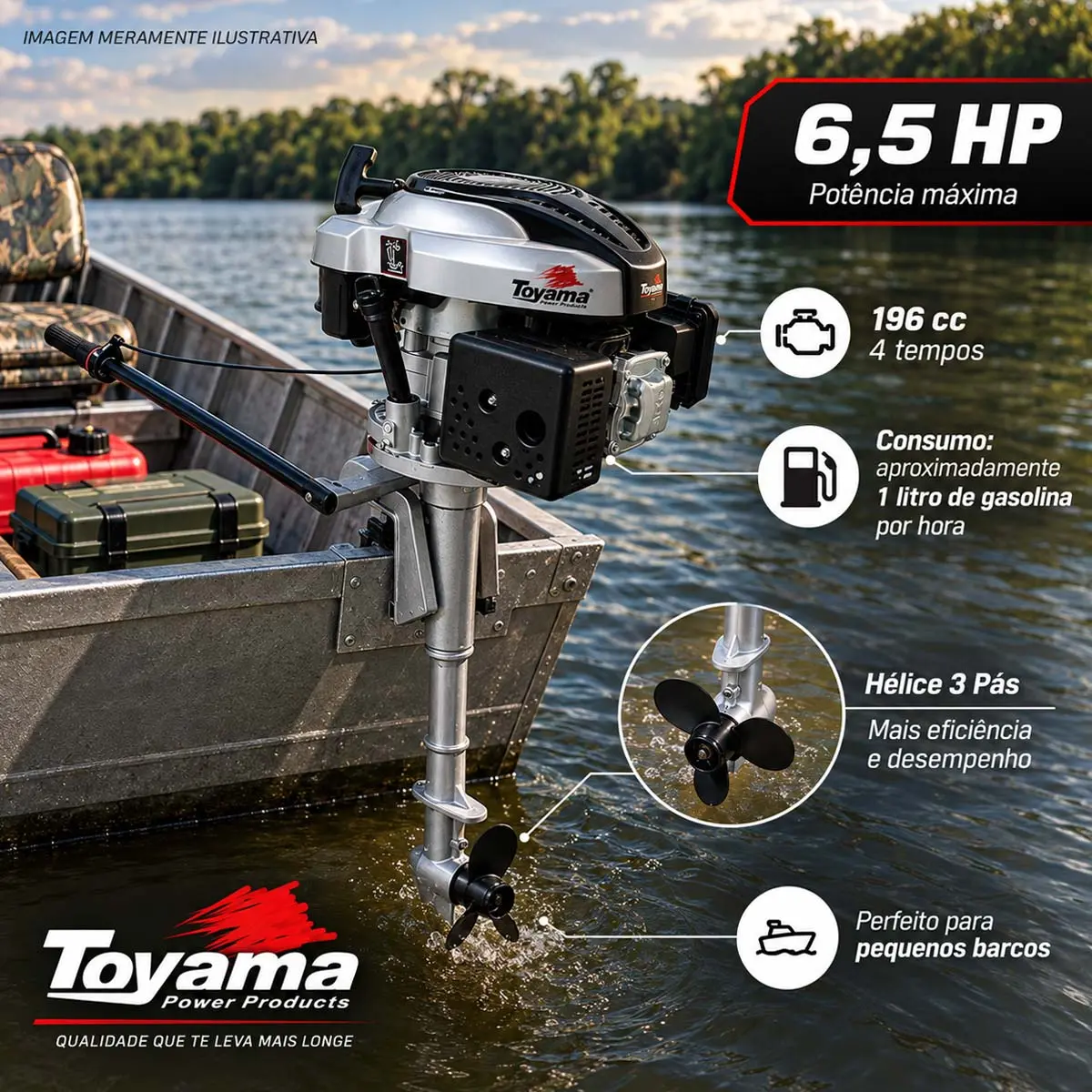 Rabeta Vertical com Motor a Gasolina Toyama 6,5 cv TE65V1-HF