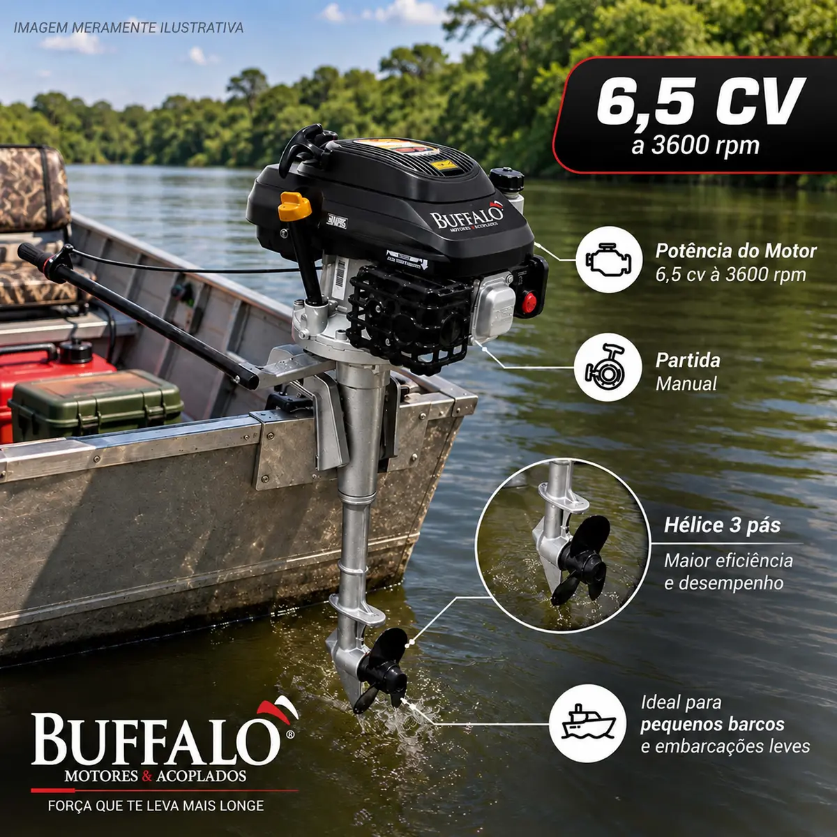 Rabeta Vertical com Motor a Gasolina Buffalo 6,5 cv BFGT4T