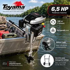 Rabeta Vertical com Motor Toyama 6,5 cv e Carrinho para Transporte