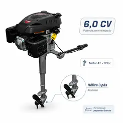 Rabeta Vertical e Motor a Gasolina Kawashima 6,0 cv GV 600-M