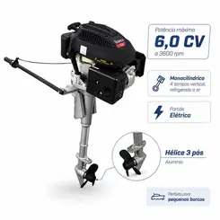 Rabeta Vertical com Motor a Gasolina 6,0 cv Partida Elétrica Branco
