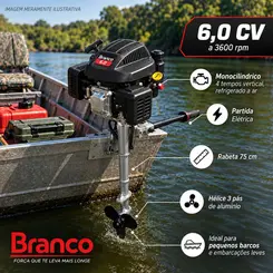 Rabeta Vertical com Motor a Gasolina 6,0 cv Partida Elétrica Branco