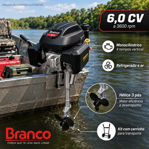 Kit Rabeta Vertical Girafer Branco 6,0 Cv Outboard c/ Carrinho de Transporte