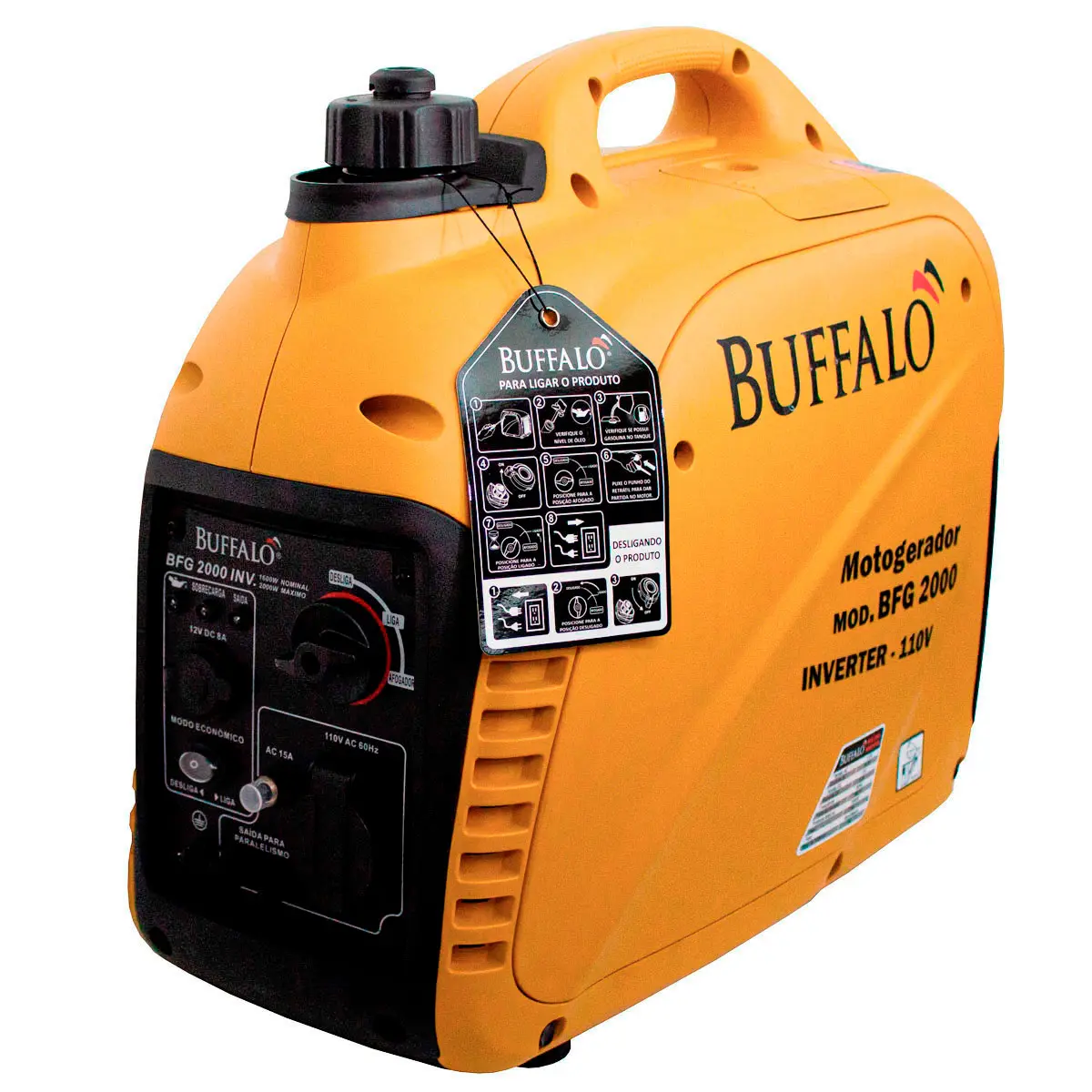 Gerador de Energia a Gasolina 2 KVA Inverter 127 V BFG 2000 Buffalo