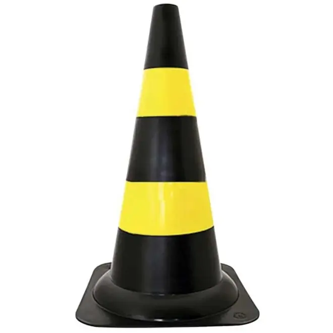 Cone Flexível Preto/ Amarelo 50cm Refletivo