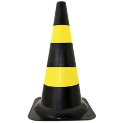 Cone Flexível Preto/ Amarelo 50cm Refletivo