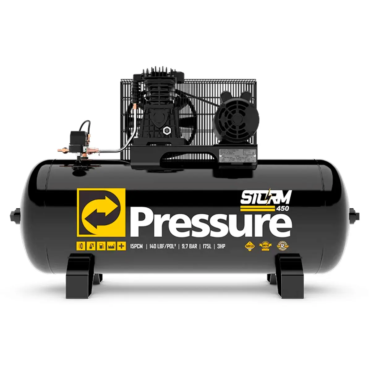 Compressor de Ar Storm 450 15/175L Monofásico 110/220V 3hp Pressure