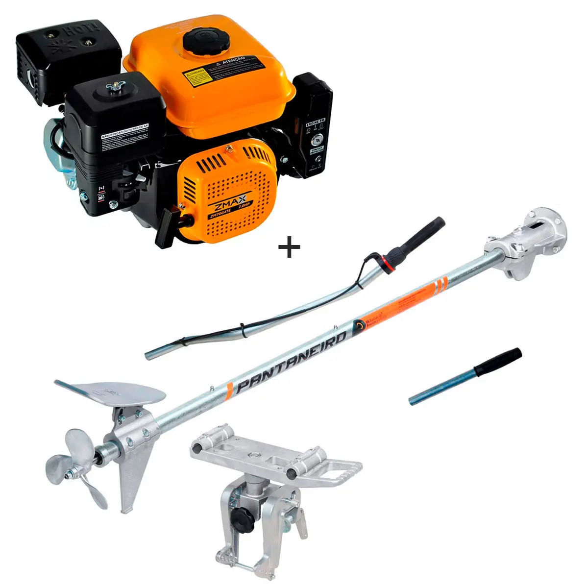 Rabeta Master Plus Pantaneiro 1,7m Motor ZMax 7,0cv ZM70G4TE Partida Elétrica