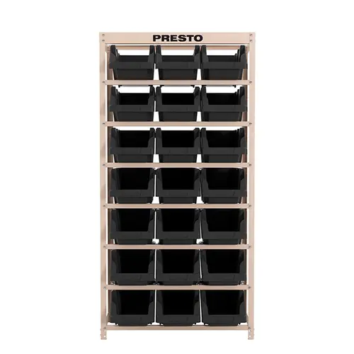 Kit Estante Gaveteiro 21 Gavetas Nº 7 Preta Presto 43013