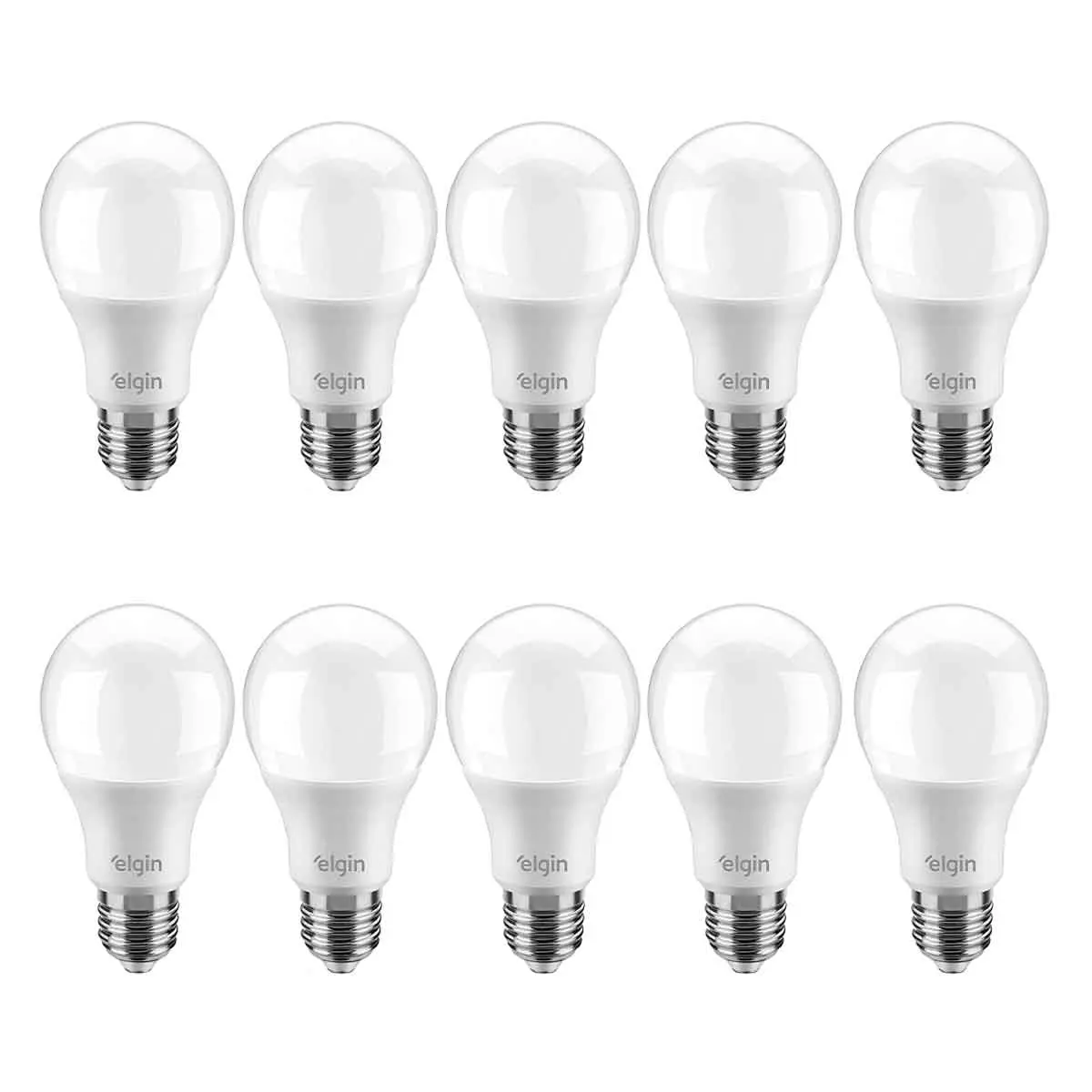 Lâmpada Bulbo LED 12 W Bivolt Branca Fria Elgin A55 10 Unidades