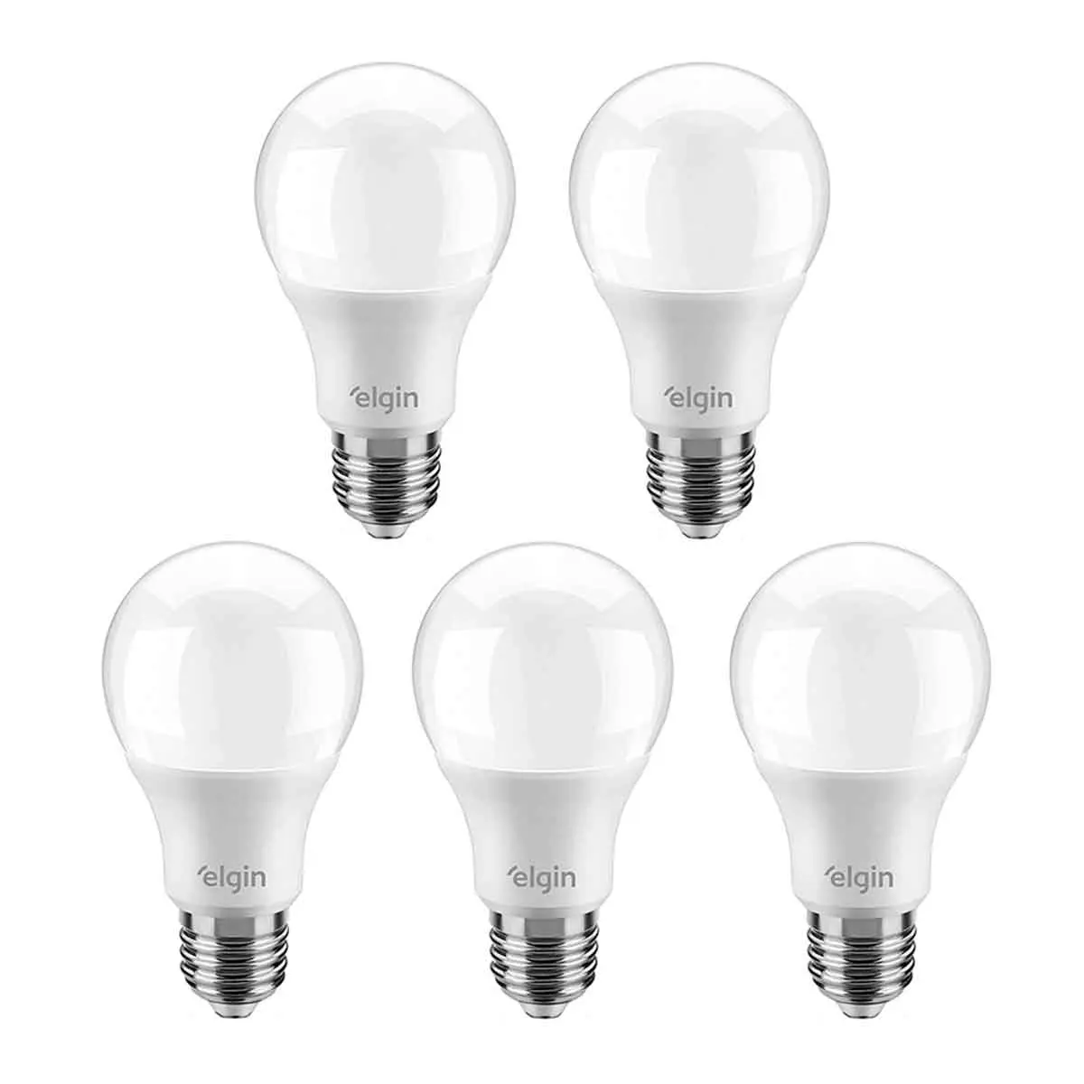 Lâmpada Bulbo LED 15 W Bivolt Branca Fria Elgin A60 5 Unidades
