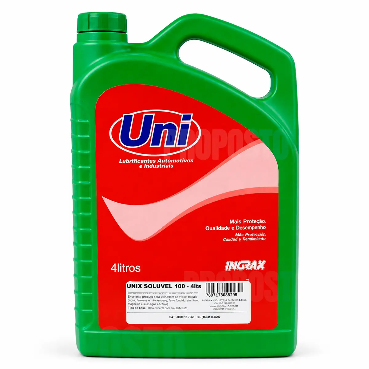 Óleo Lubrificante Unix Solúvel 100 para Usinagem Ingrax 4 Litros