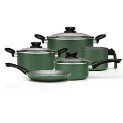 Conjunto de Panelas Alumínio 5 Peças Verde Maximum Stone Plus Panelux Antiaderente