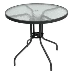 Conjunto de Mesa com Tampo de Vidro para Jardim 6 Peças Cinza Kala