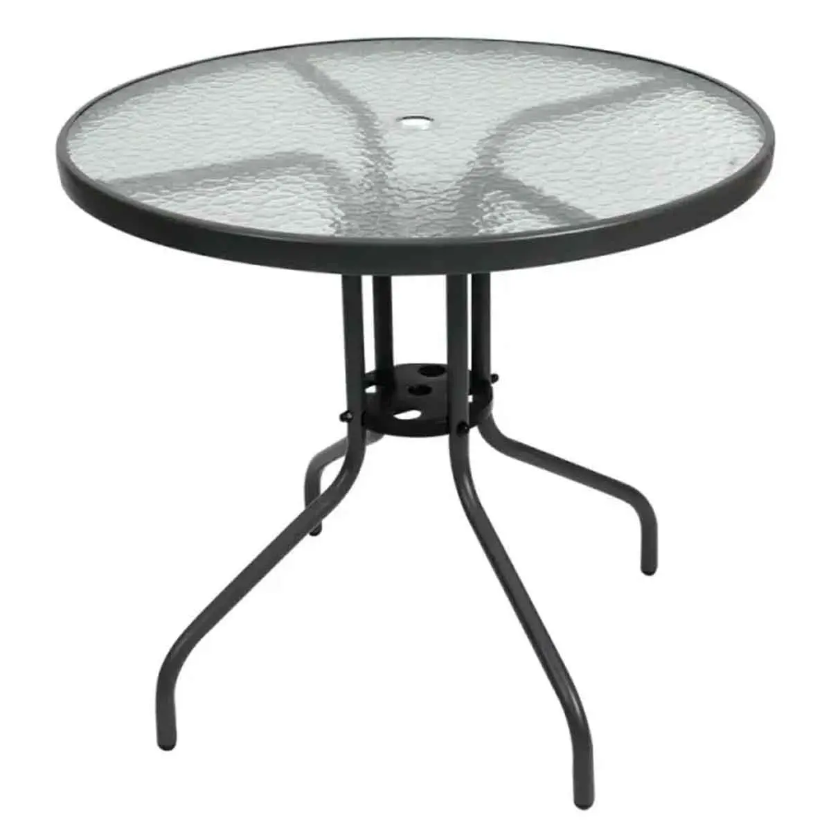 Conjunto de Mesa com Tampo de Vidro para Jardim 6 Peças Cinza Kala