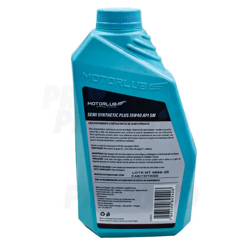 Óleo Lubrificante 15W40 Semi-Sintético Plus 1 Litro