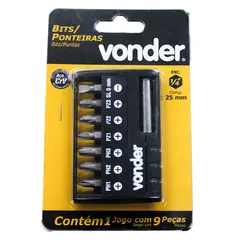 Jogo de Ponteiras Bits 1/4" com 9 Peças Vonder