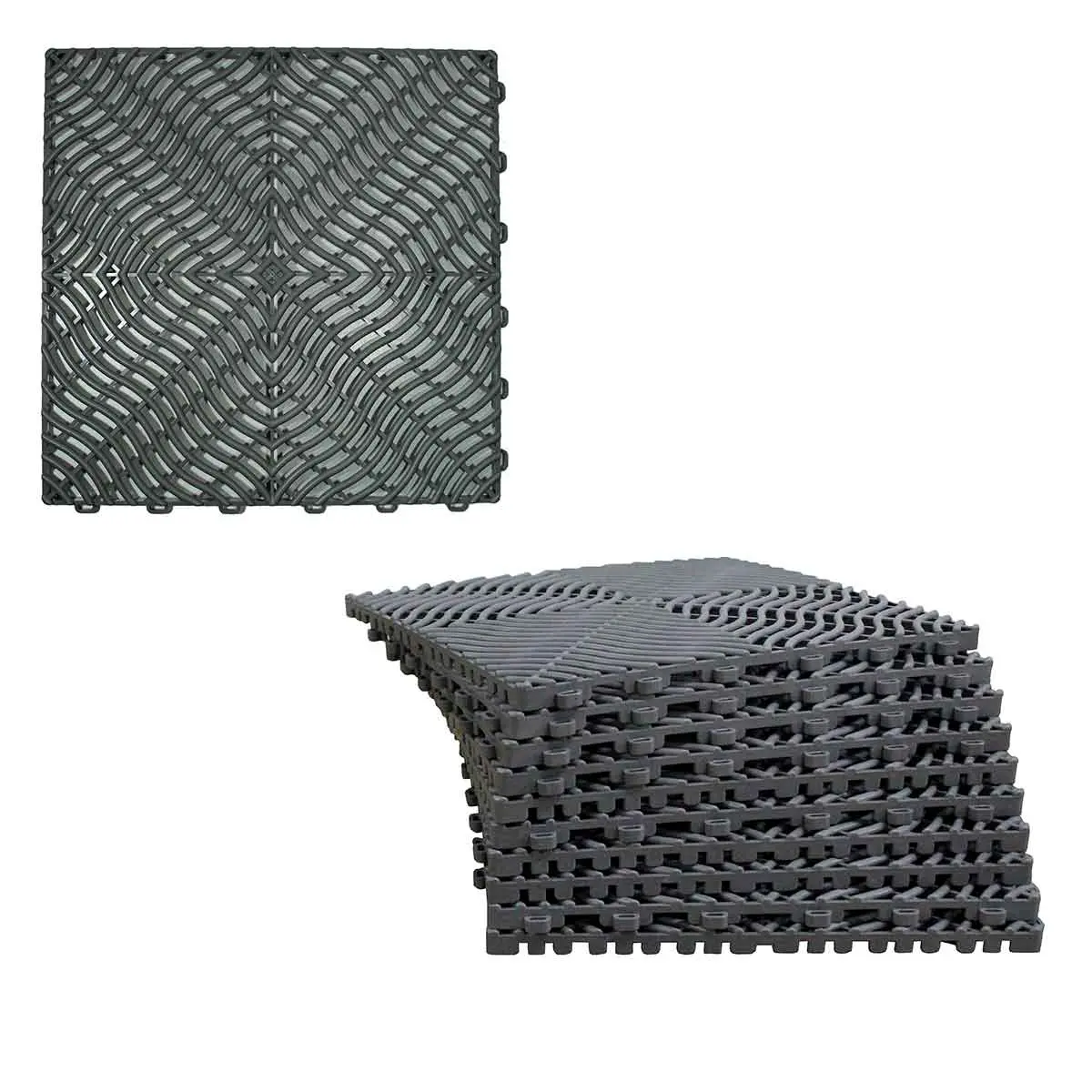Piso Tapete Modular de Plástico 33 x 33 cm Cinza 10 Unidades