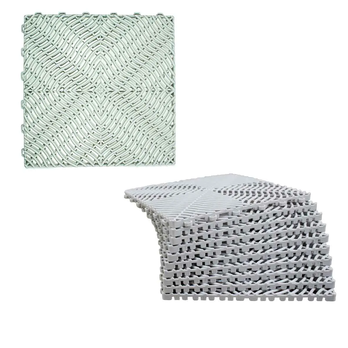 Piso Tapete Modular de Plástico 33 x 33 cm Branco Gelo 10 Unidades