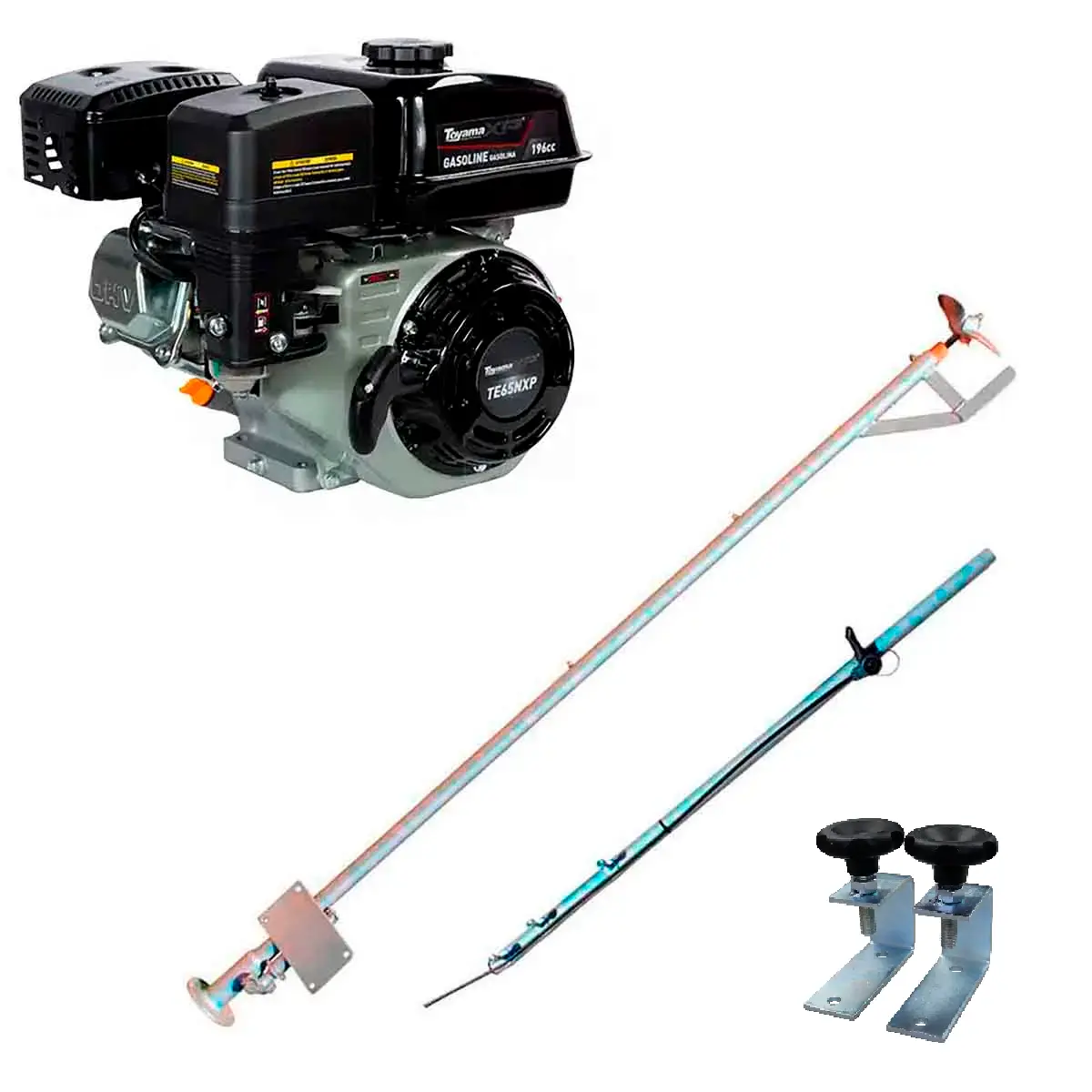 Rabeta Horizontal Luxo 1,7 m Cinza com Motor Gasolina 6,5cv 196 cc Eixo 3/4" TE65N-XP Toyama