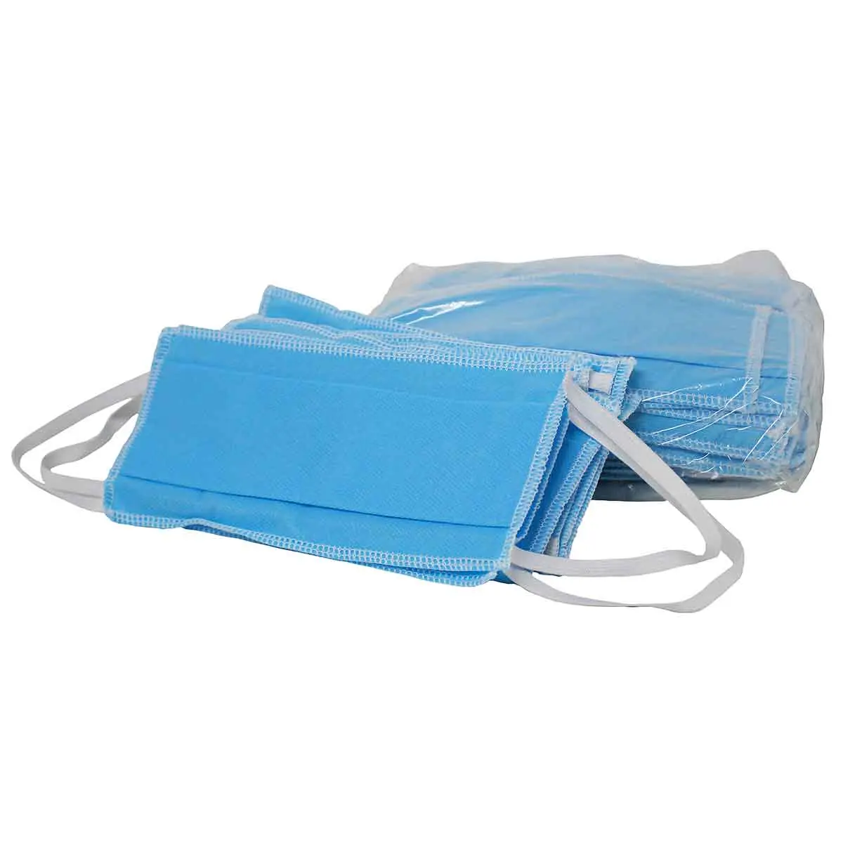 Máscara Descartável TNT Azul Dupla Camada - 50 Unidades