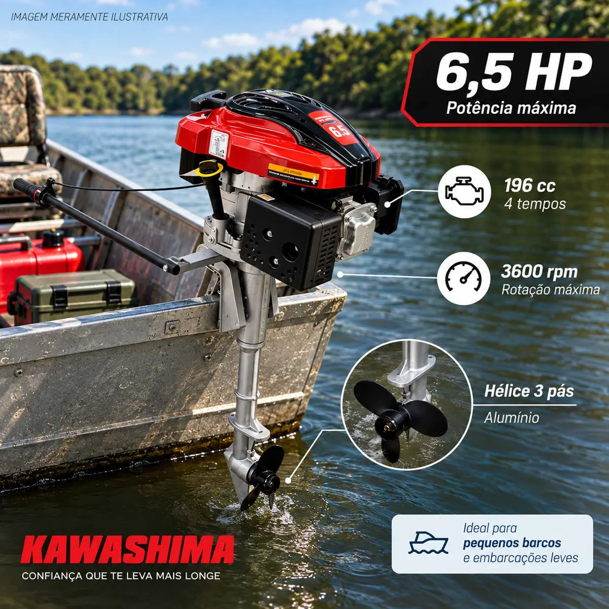 Rabeta Vertical Girafer Motor a Gasolina 6,5 Hp Kawashima GV 650ME