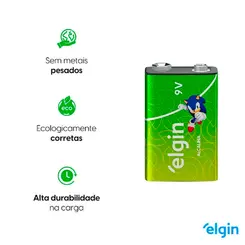 Bateria Alcalina Elgin com 1 unidade 9V Pilha