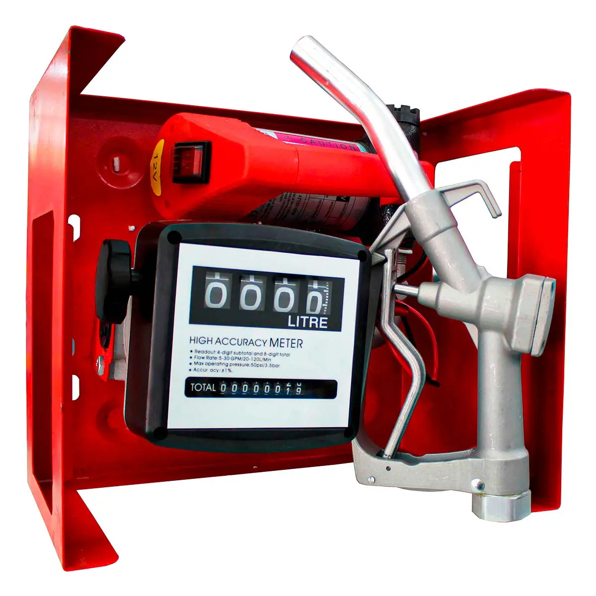 Kit Abastecimento para Diesel 12V Medidor Mecânico 40l/min 4 Dígitos 4m de Mangueira e Bico Manual GEPW