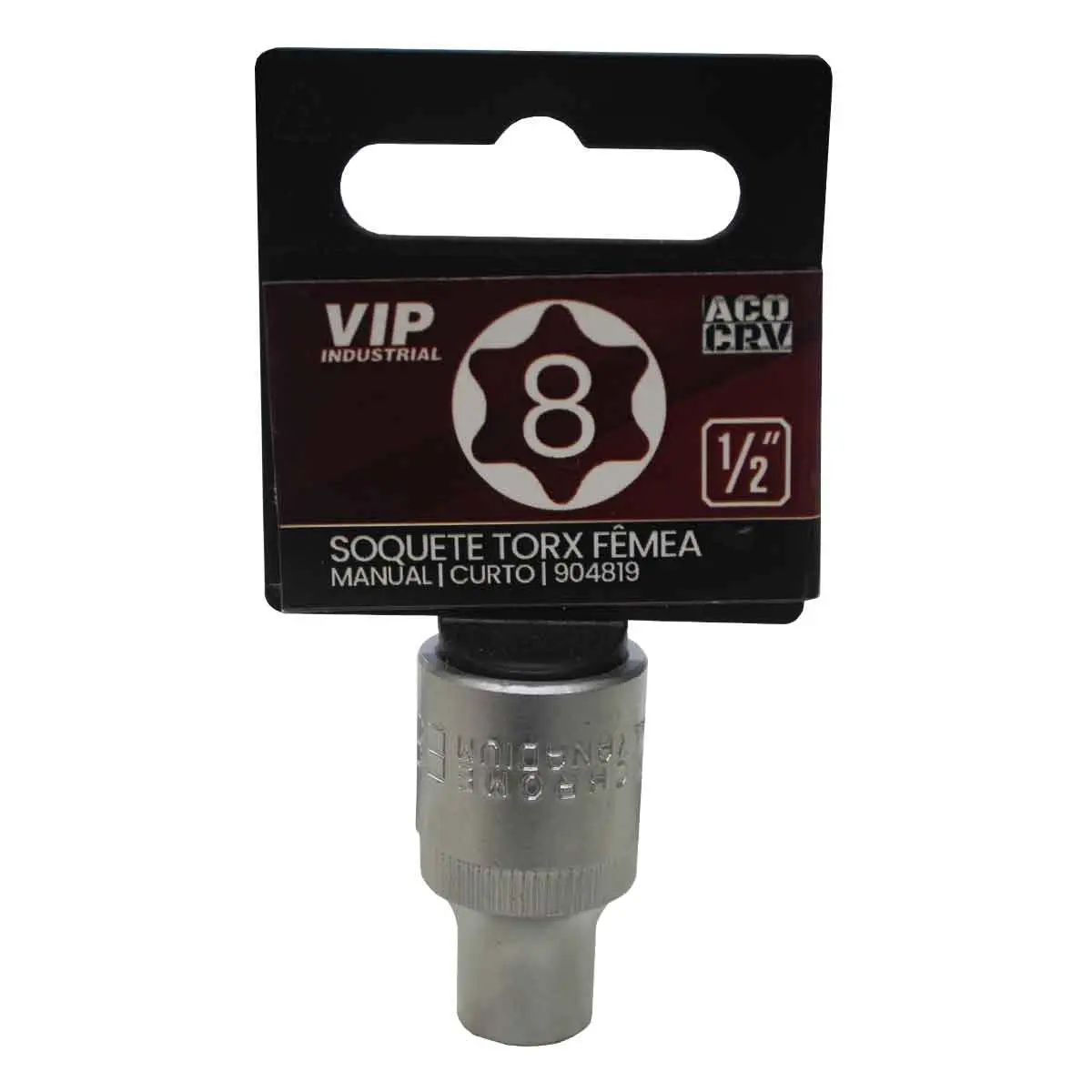 Soquete TORX E-8 Femea com engate de 1/2"  x 38mm