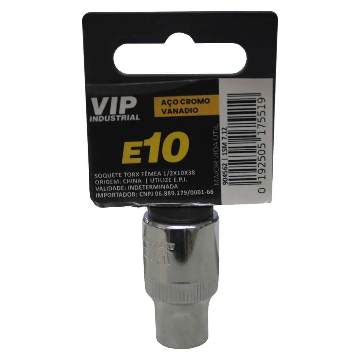Soquete TORX E-10 Femea com engate de 1/2"  x 38mm