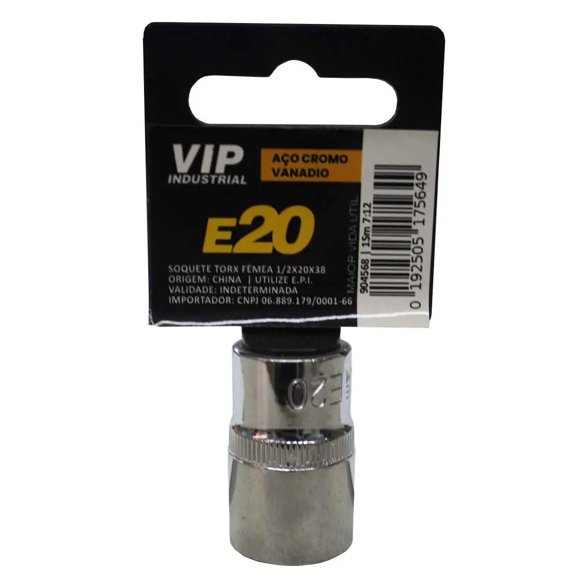 Soquete TORX E-20 Femea com engate de 1/2" x 38mm