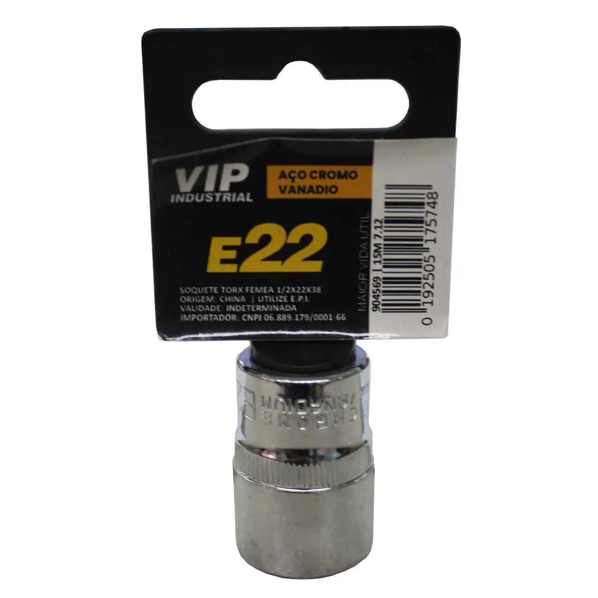 Soquete TORX E-22 Femea com engate de 1/2" x 38mm