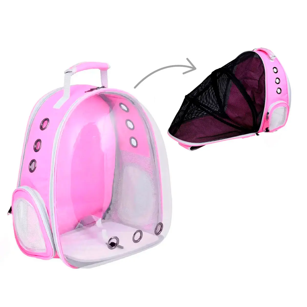 Mochila de Transporte Cabana Expansível para Pet Rosa Kala