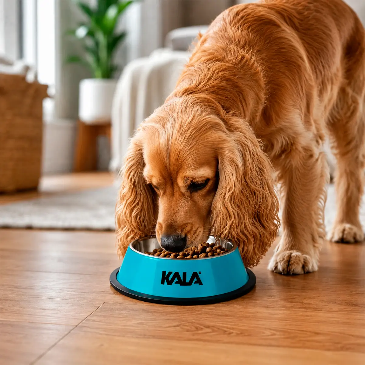 Tigela para Pets em Aço Inox Azul 30cm Kala