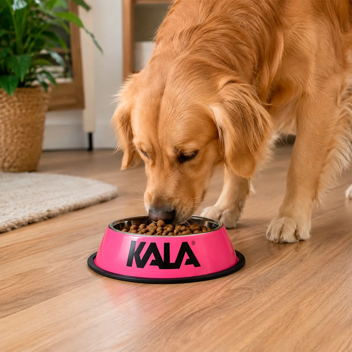Tigela para Pets em Aço Inox Rosa 22cm Kala