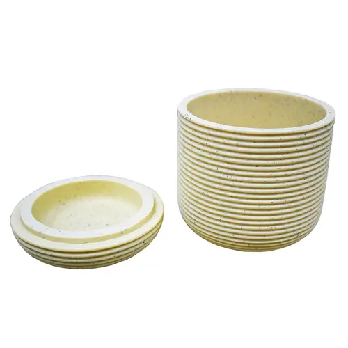 Porta Algodão Luxo Redondo Creme Tipo Cerâmica Kala