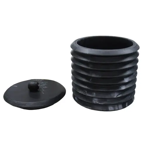 Porta Algodão Luxo Sanfonado Preto Tipo Cerâmica Kala