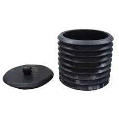Porta Algodão Luxo Sanfonado Preto Tipo Cerâmica Kala