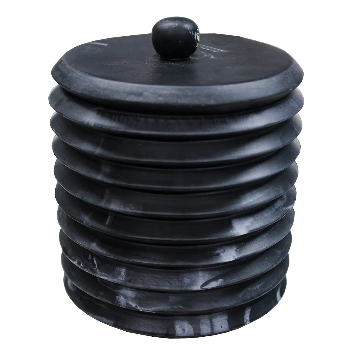 Porta Algodão Luxo Sanfonado Preto Tipo Cerâmica Kala