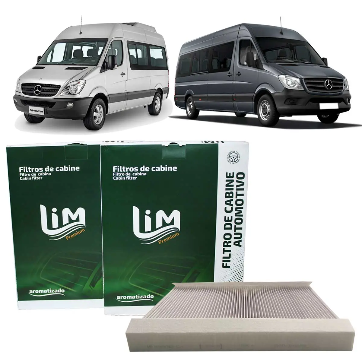 Filtro Ar Condicionado para Cabine para Mercedes Sprinter 311 à 515 2009 à 2019