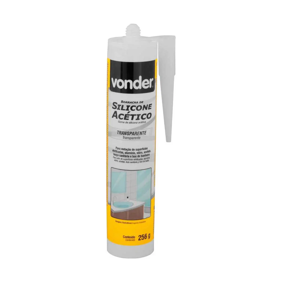 Borracha de Silicone Acético Transparente 256 g Vonder