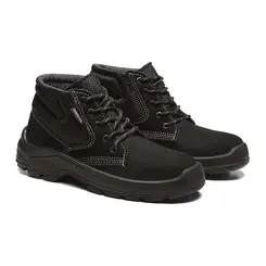 Botina com cadarço, Bracol, Preto, Nobuck com Bico de Plástico N44