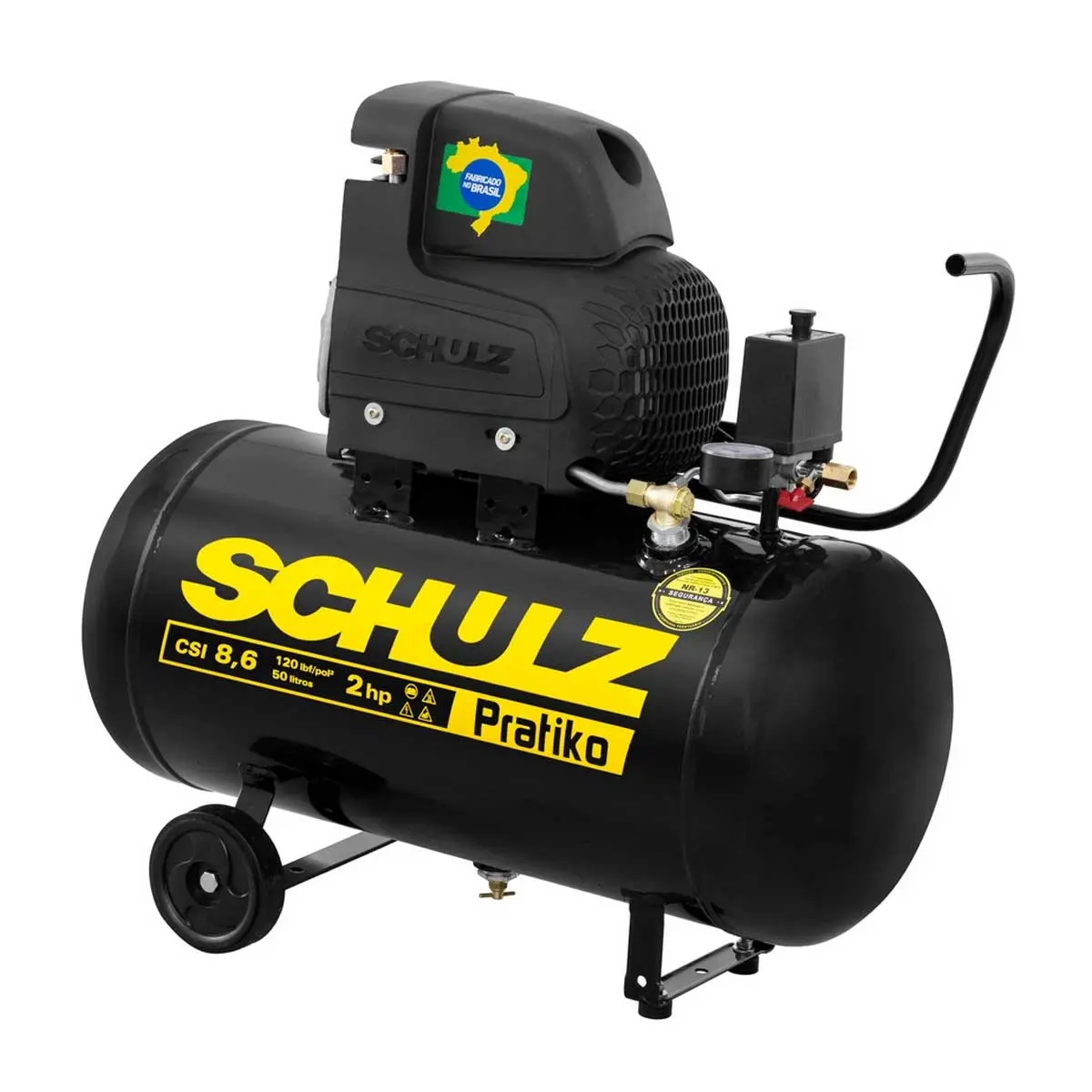 Compressor de Ar 50 L 2 HP 120 PSI Monofásico 220V Pratiko Schulz