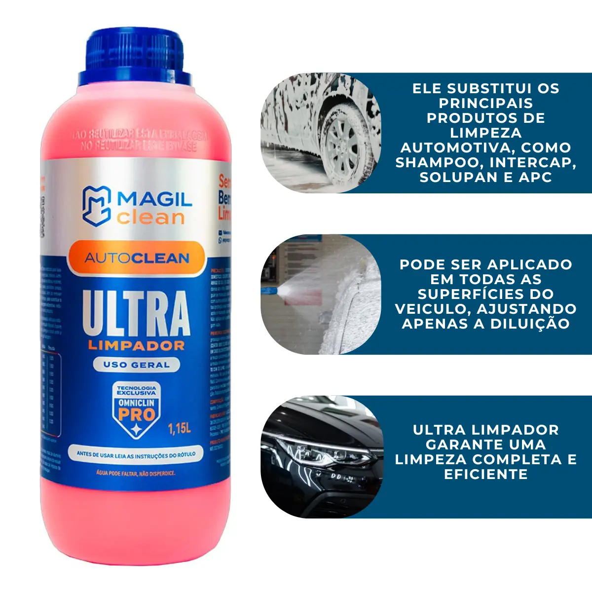 Detergente Ultra Limpador 3x1 1,15 L AutoClean Magil Clean