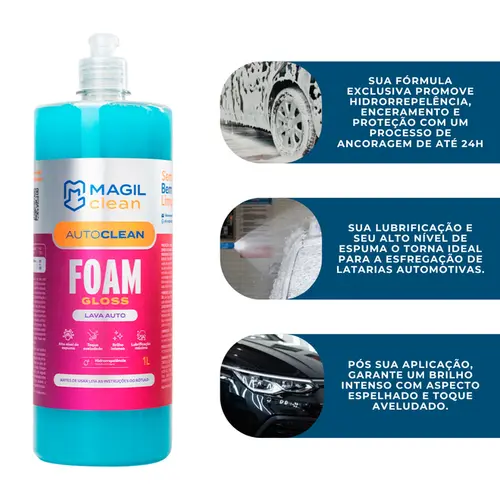 Shampoo Automotivo Foam Gloss 1 L AutoClean Magil Clean
